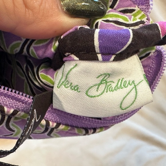 Vera Bradley Coin Purse Zip Pouch Quilted Fabric Purple Pink Green Floral - Picture 6 of 7